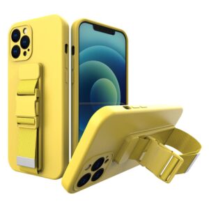 - Rope case gel case with a chain lanyard bag lanyard iPhone 12 yellow