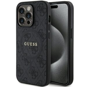 Guess case for iPhone 15 Pro Max 6,7" GUHMP15XG4GFRK black HC MAGSAFE PU 4G RING CLASSIC LOGO