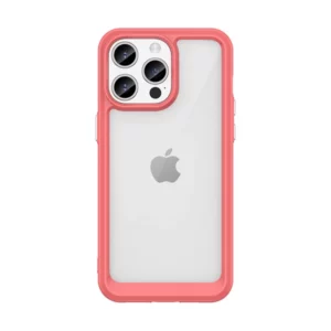 - Reinforced case with a flexible frame for iPhone 15 Pro Outer Space - red