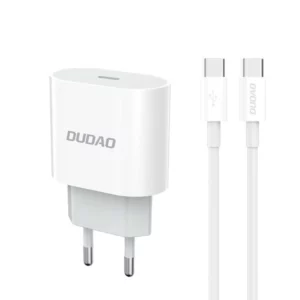 - Dudao A14EUC PD 20W USB-C Wall Charger with Cable - White