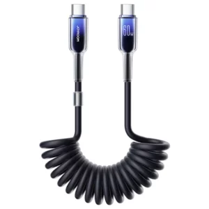 - Joyroom S-A43 Crystal-Clear Series 60W USB-C - USB-C spiral cable 1.5m - black