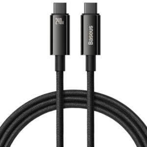 - Cable USB C - USB C 480Mb/s 240W 3m Baseus Tungsten Gold CAWJ040101 - black