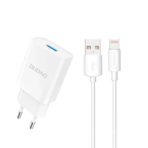 - Dudao A4EU USB-A 2.1A wall charger - white + USB-A - Lightning cable