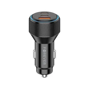 Forever CC-07-66ACC PD QC car charger 1x USB-A 2x USB-C 66W black