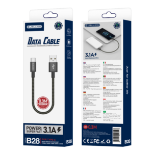 JELLICO cable B28 USB-C 3.1A 0.3M Black