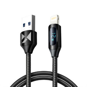 USB-A Cable - Lightning Wozinsky WUALC1 with LED Display 2.4A 1m - Black