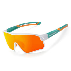 Rockbros 14110009003 polarized cycling glasses for children 8-14 years old - green and white