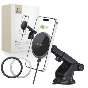 Tech-Protect A2 Car Phone Holder with MagSafe 15W Inductive Charger for Cockpit - Black