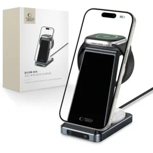 Tech-Protect QI15W-A26 Inductive Charger 15W 3in1 for Smartphone / Headphones / Apple Watch - Black