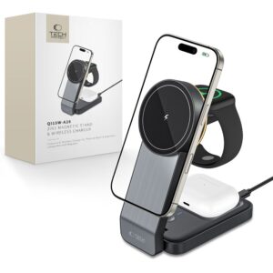 Tech-Protect QI15W-A28 MagSafe 3in1 Inductive Charger with Smartphone / Apple Watch / AirPods Stand - Black