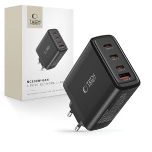 Tech-Protect NC100W-GAN charger network GaN 3x USB-C PD 100W / USB-A QC 3.0 - black