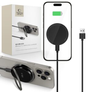 Tech-Protect QI15W-A33 Inductive Charger with MagSafe and Stand with USB-A / USB-C Cable - Black