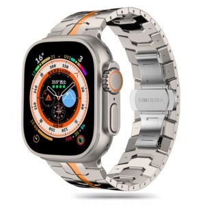 Tech-Protect Stainless Line Bracelet for Apple Watch 4 / 5 / 6 / 7 / 8 / 9 / SE / Ultra 1 / 2 (42/44/45/49 mm) - Titanium Orange