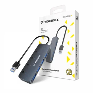 USB-A Hub Wozinsky WHS080YSS 4 x USB-A 3.0 with individual switches, aluminum, with 30 cm cable - gray