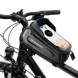 Wozinsky bicycle bag for the frame, armored, with a phone pocket, 1.7 l - black