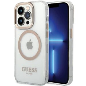 Guess Metal Outline MagSafe case for iPhone 15 Pro - gold