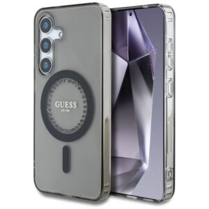 Guess Rhinestones Printed Classic Logo MagSafe Samsung Galaxy S25 case black
