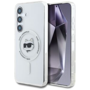 Case Karl Lagerfeld Button Choupette Head Printed Logo MagSafe Samsung Galaxy S25 white