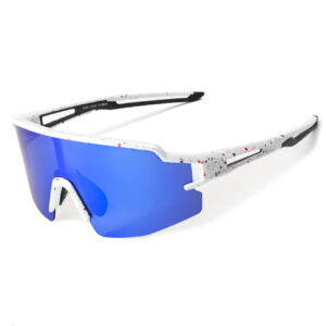 Rockbros Polarized Cycling Glasses with UV Protection and Corrective Insert Blue Lenses - White