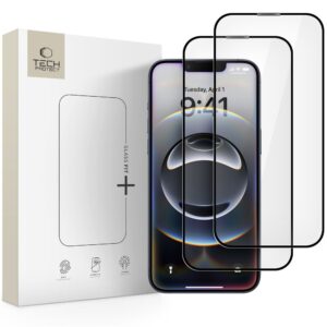 Tech-Protect Glass Fit+ 2-pack tempered glass for iPhone 17e / 16e / 14 / 13 Pro / 13 - black