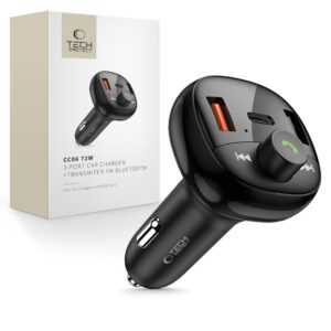 Tech-Protect CC06 3-port PD72W car charger with transmitter - black