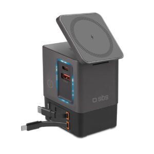 SBS Power Dock 6-in-1 with MagSafe, Stand, and USB-C Cables 65W – Black