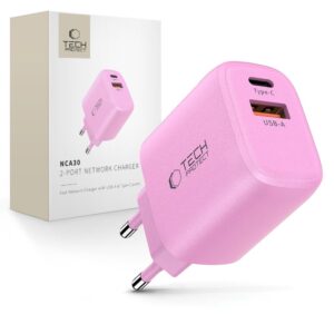 Tech-Protect NCA30 PD 30W QC3.0 USB-A / USB-C Wall Charger - Pink