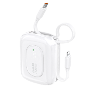 Dudao K32 22.5W 10000 mAh Powerbank with Built-in USB-C/ Lightning Cable - White