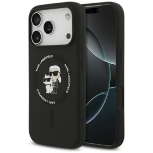 Karl Lagerfeld Silicone Karl&Choupette Ring MagSafe Case for iPhone 17 Pro Max - Black