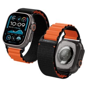 Spigen WBF1 Strap for Apple Watch 44 / 45 / 46 / 49 mm - Black and Orange