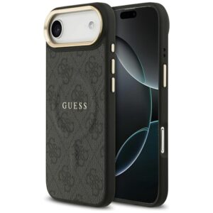Guess PU Leather 4G Gold Frame MagSafe Case for iPhone Air Black