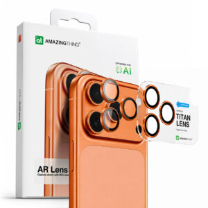 AmazingThing AR Sapphire Camera Lens Glass for iPhone 17 Pro / Pro Max / 18 Pro / 18 Pro Max - with Orange Frame