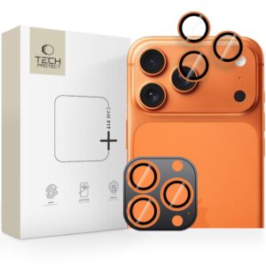 Tech-Protect Camring Fit+ Camera Cover for iPhone 14 Pro / Max / 15 Pro / Max / 16 Pro / Max / 17 Pro / 18 Pro / Max - Orange