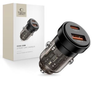 Tech-Protect CC03 30W 2-Port USB-A / USB-C Car Charger - Black