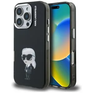 Karl Lagerfeld IML Aquarelle Karl & Logo MagSafe Case for iPhone 16 Pro - Black