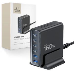 Tech-Protect DC160W-GAN 6-Port 160W Wall Charger - Black