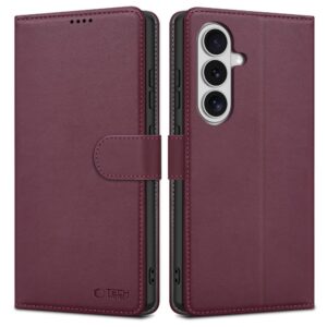 Tech-Protect Wallet Case for Samsung Galaxy S26 - Burgundy