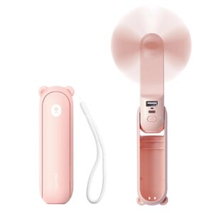 Jisulife Handheld Fan Life8 Plus Portable USB Fan with Power Bank Function 4500mAh and Flashlight - Pink