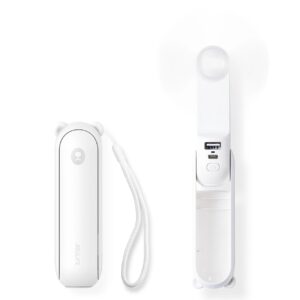 Jisulife Handheld Fan Life8 Plus Portable USB Fan with Power Bank Function 4500mAh and Flashlight - White