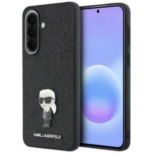 Case Karl Lagerfeld Fixed Glitter Ikonik Logo Metal Pin na Samsung Galaxy A57 5G - black