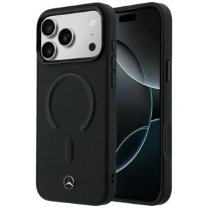Case Mercedes Leather 3D MagSafe na iPhone 17 Pro / 18 Pro - black