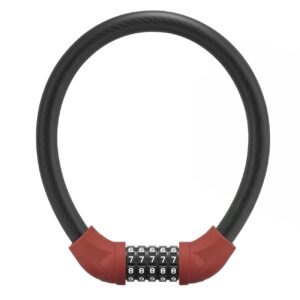 Rockbros RKS870-BK bicycle lock with code, steel cable, 85 cm - red
