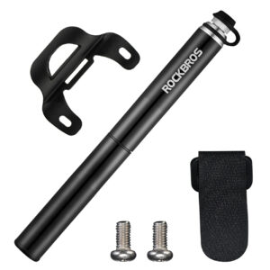 Rockbros JG-PB-004 lightweight bicycle pump with pressure gauge - black