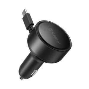 Charger samochodowa Orico FC-60-2C 60W ze zwijanym kablem USB-C 65 cm - black