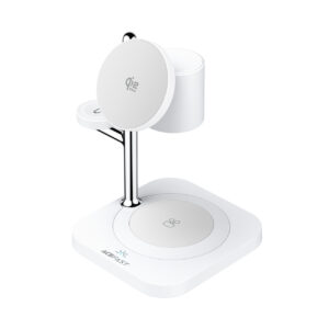 Acefast E39 Qi2.2 25W 4-in-1 Wireless Desk Charger for Phone, Watch, and Headphones with Night Light - White