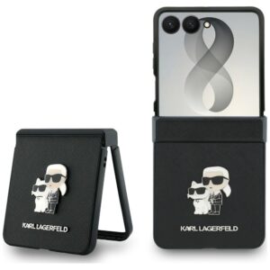 Karl Lagerfeld Karl&Choupette Saffiano Pins Case for Samsung Galaxy Z Flip 8 - Black