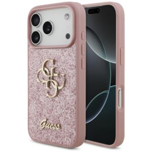Guess Fixed Glitter Big 4G Case for iPhone 17 Pro / 18 Pro - Pink