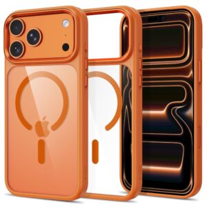 Tech-Protect Magmat Magsafe CC Case for iPhone 17 Pro Max / 18 Pro Max - Orange-Transparent
