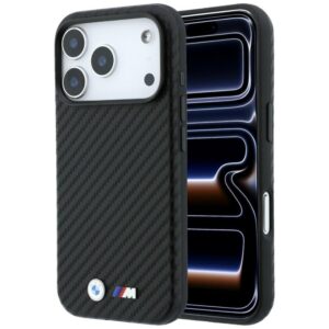 BMW M Carbon Metal Logo MagSafe Case for iPhone 17 Pro / 18 Pro - Black