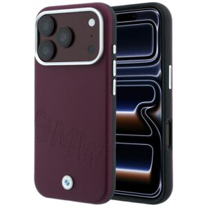 BMW Sign Inclined Deboss Letters MagSafe case for iPhone 17 Pro / 18 Pro - burgundy